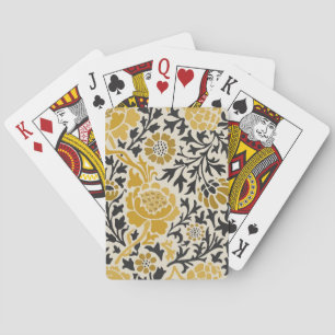 Vintage-style yellow and black floral pattern playing cards