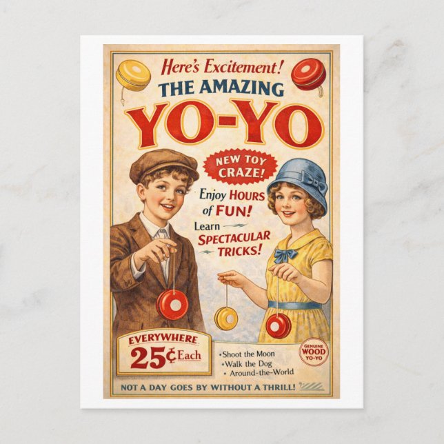 Vintage-Style Yo-Yo Advertisement Postcard (Front)