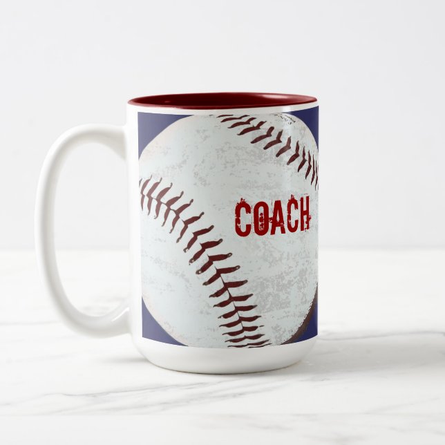 Vintage styled baseball ball coach mug (Left)