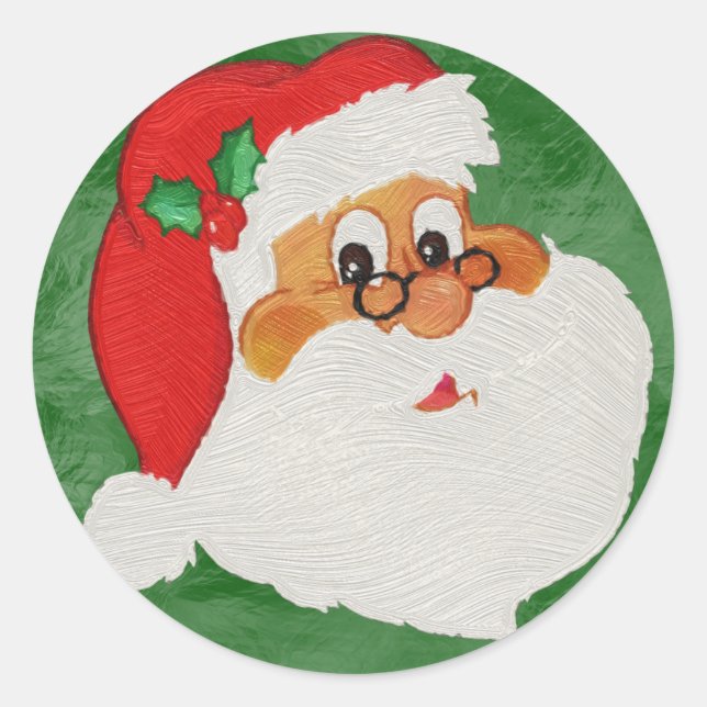 Vintage Styled Black Santa Cartoon Classic Round Sticker (Front)