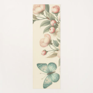 Vintage styled floral/spring butterfly yoga mat
