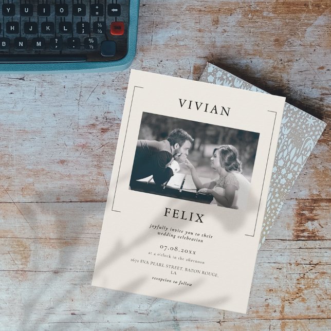 Vintage Stylish Photo Wedding Invitation (Creator Uploaded)