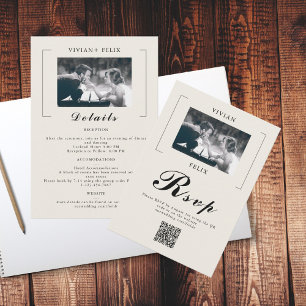 Vintage Stylish Photo Wedding RSVP Card