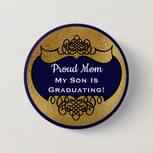Vintage Stylish Proud Parent Graduation Name Tag 2 Inch Round Button