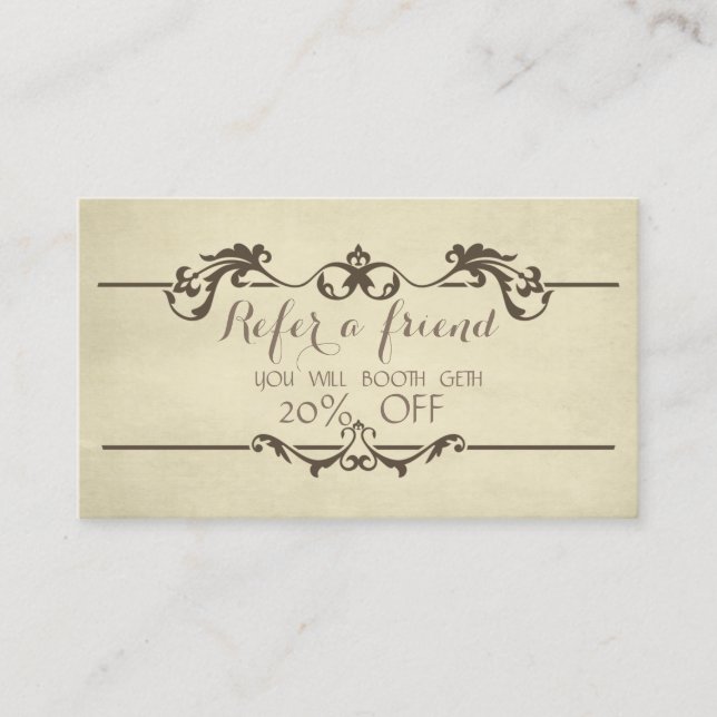 Vintage Stylish Referral Card (Front)