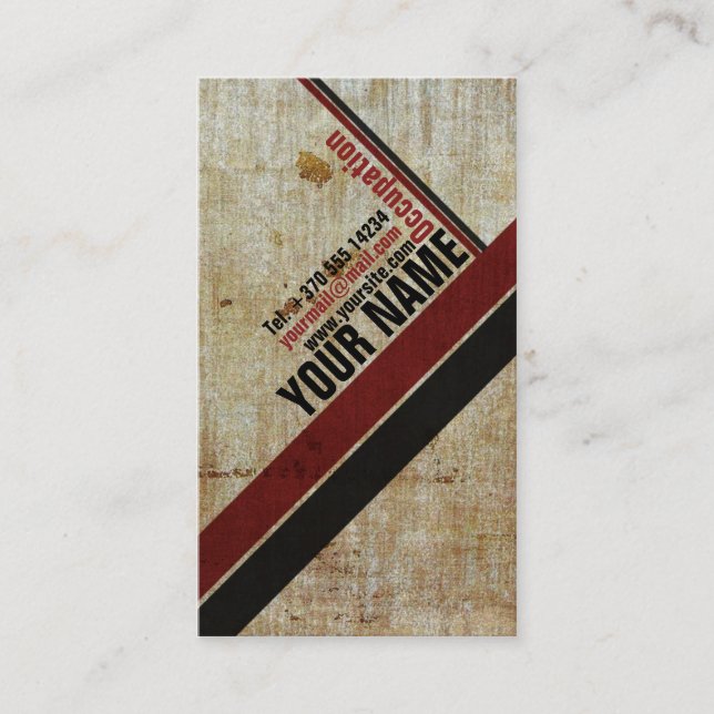 Vintage Stylish Retro Red an Black Business Card (Front)