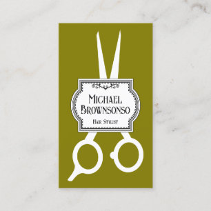 Vintage Stylist Barber Scissors green Business Card