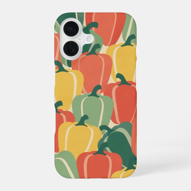 Vintage Stylized Bell Peppers iPhone 16 Case (Back)
