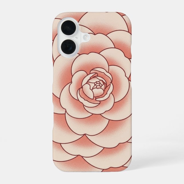 Vintage Stylized Camellia iPhone 16 Case (Back)