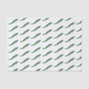 Vintage Stylized Colourful Peacock Perched on Tabl Tissue Paper