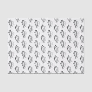 Vintage Stylized Conch Shell Black Tissue Paper