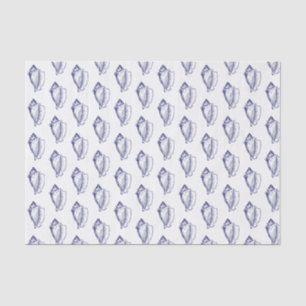 Vintage Stylized Conch Shell Blue Tissue Paper