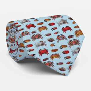 Vintage Stylized Crabs Claws DIY BG Powder Blue Tie
