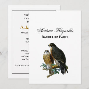 Vintage Stylized Falcons on a Branch Invitation