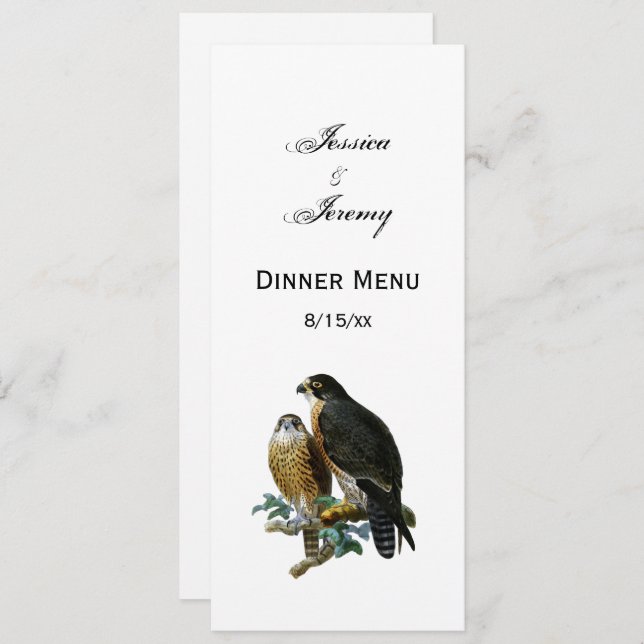 Vintage Stylized Falcons on Branch Invitation (Front/Back)