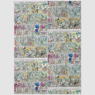 Vintage Stylized Flowers Botanical Book Plate #47 Tissue Paper