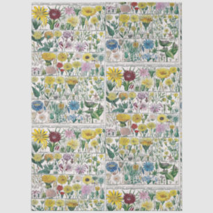 Vintage Stylized Flowers Botanical Book Plate #48 Tissue Paper