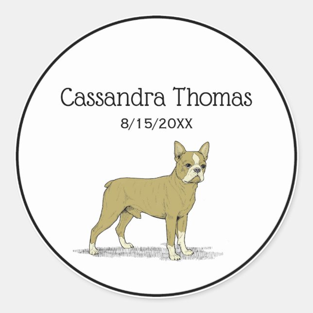 Vintage Stylized French Bulldog C Classic Round Sticker (Front)