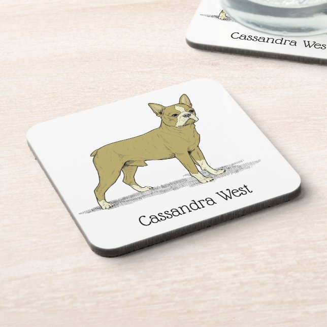 Vintage Stylized French Bulldog C Coaster (Left Side)