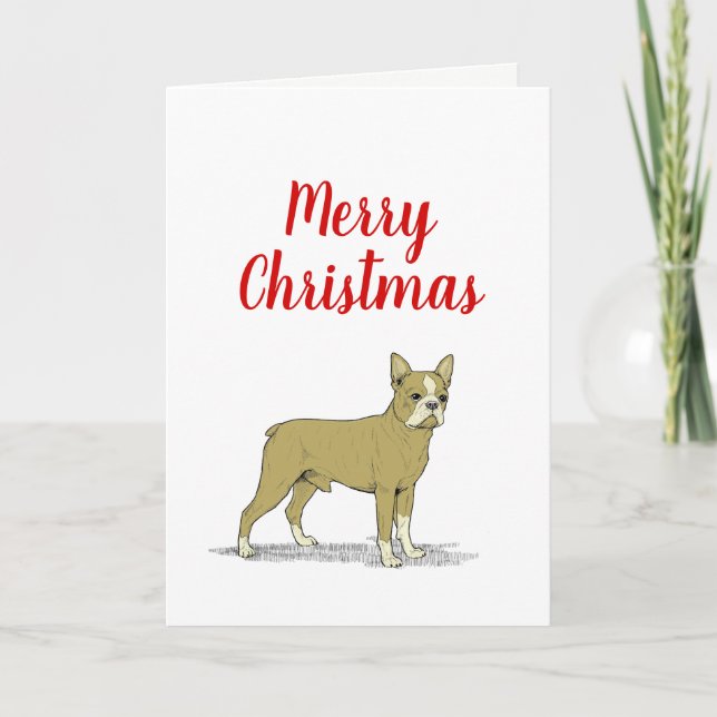 Vintage Stylized French Bulldog C Holiday Card (Front)