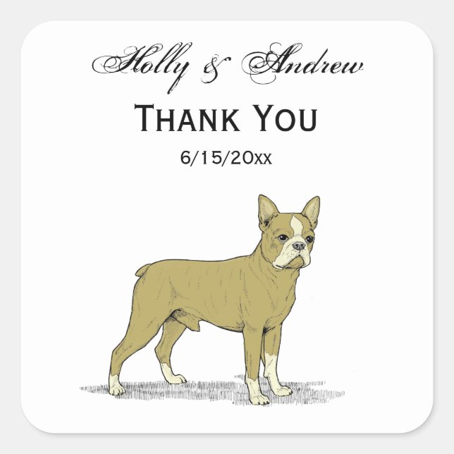 Vintage Stylized French Bulldog C Square Sticker (Front)