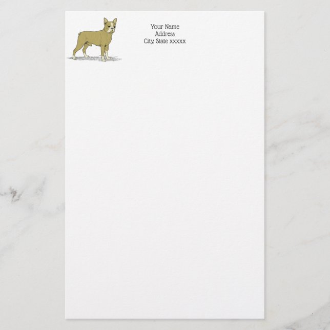 Vintage Stylized French Bulldog C Stationery (Front)