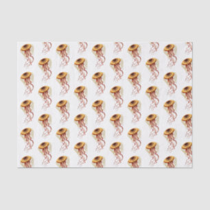 Vintage Stylized Jellyfish Drawing #1 Tissue Paper