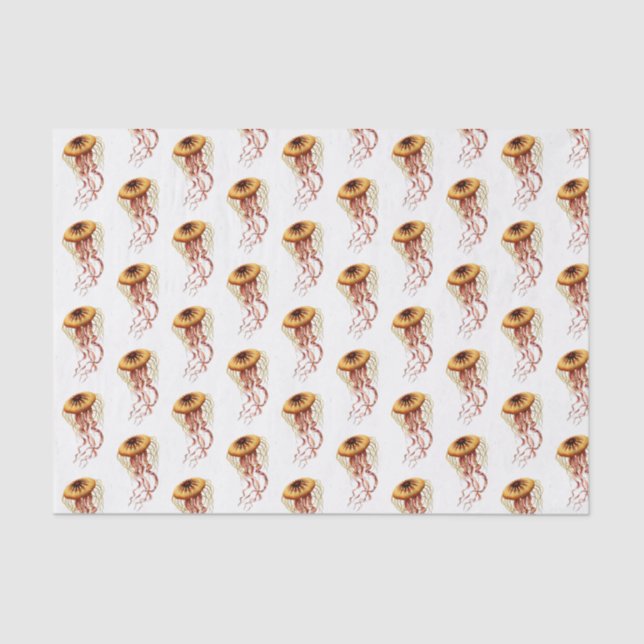 Vintage Stylized Jellyfish Drawing #1 Tissue Paper (Front)