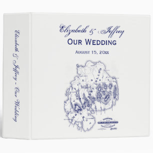 Vintage Stylized Mount Desert Island MN Map Blue Binder