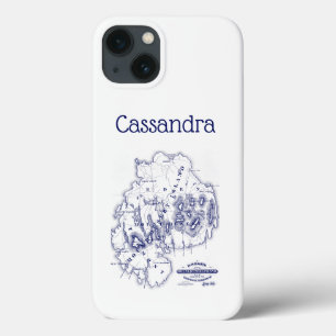 Vintage Stylized Mount Desert Island MN Map Blue iPhone 13 Case