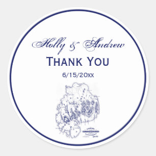 Vintage Stylized Mount Desert Island MN Map Blue Classic Round Sticker