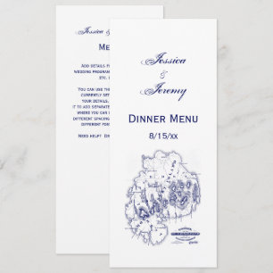 Vintage Stylized Mount Desert Island MN Map Blue Invitation