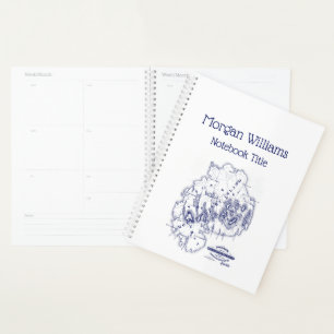 Vintage Stylized Mount Desert Island MN Map Blue Planner