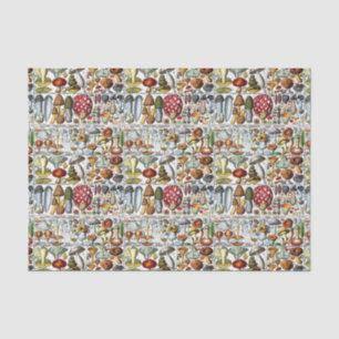 Vintage Stylized Mushrooms Fungi DIY Colour BG Tissue Paper