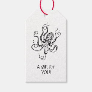 Vintage Stylized Octopus Drawing #1 Gift Tags