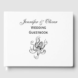 Vintage Stylized Octopus Drawing #1 Guest Book