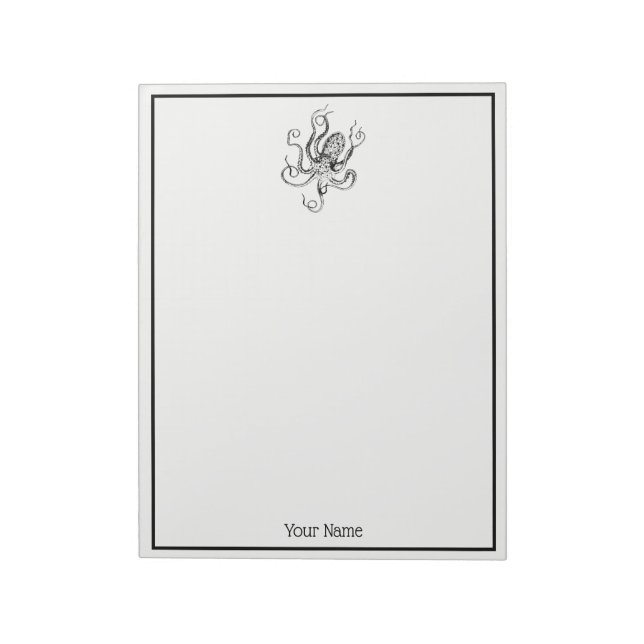 Vintage Stylized Octopus Drawing #1 Notepad (Rotated)