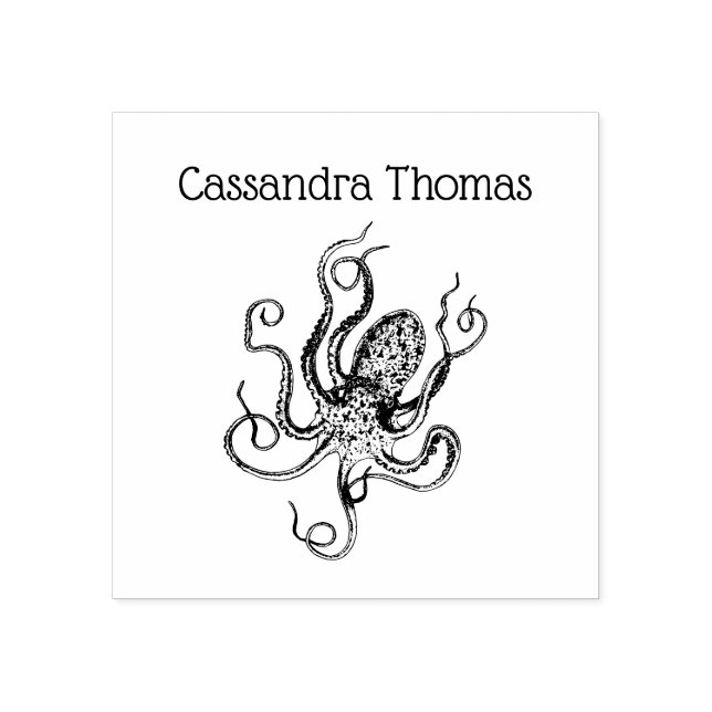 Vintage Stylized Octopus Drawing #1 Rubber Stamp (Imprint)