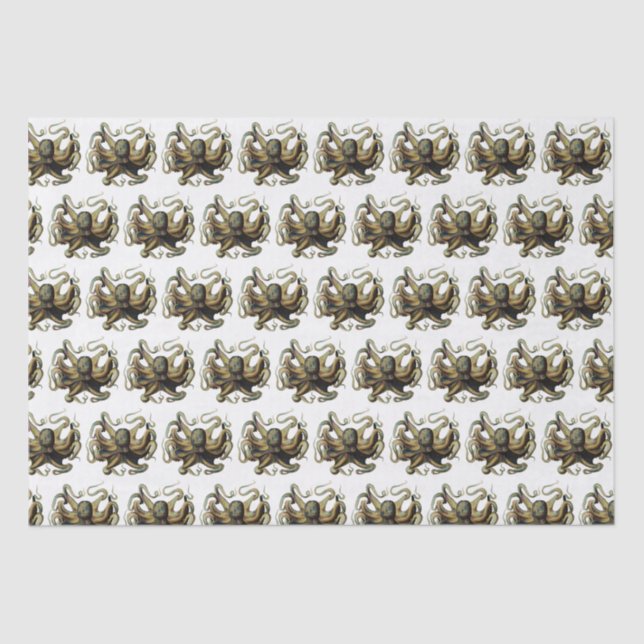 Vintage Stylized Octopus Drawing #4 Tissue Paper (Front)