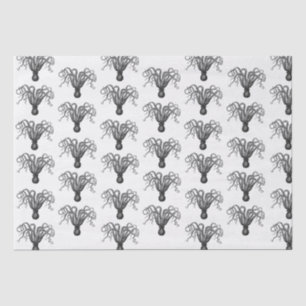 Vintage Stylized Octopus Drawing #8 Black Tissue Paper