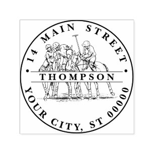 Vintage Stylized Polo Match #1 Name Address Self-inking Stamp