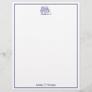 Vintage Stylized Polo Match Drawing #1 Blue