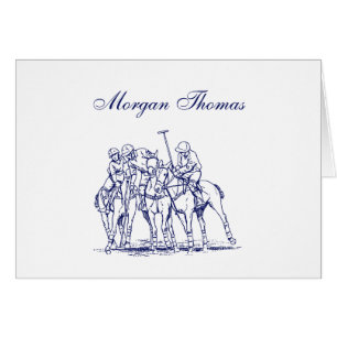Vintage Stylized Polo Match Drawing #1 Blue