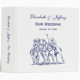 Vintage Stylized Polo Match Drawing #1 Blue Binder