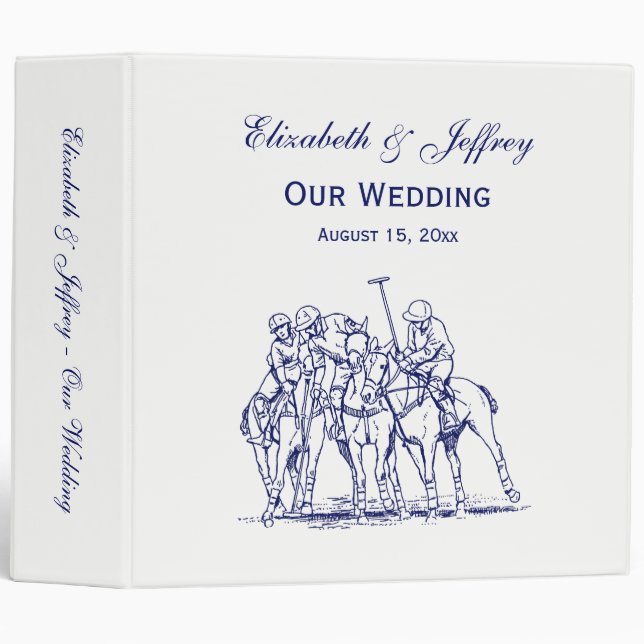 Vintage Stylized Polo Match Drawing #1 Blue Binder (Front/Spine)