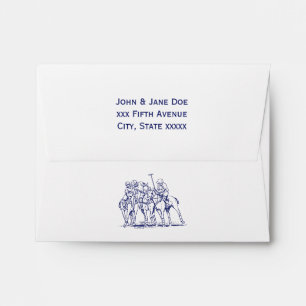 Vintage Stylized Polo Match Drawing #1 Blue Envelope