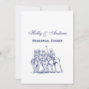 Vintage Stylized Polo Match Drawing #1 Blue Invitation