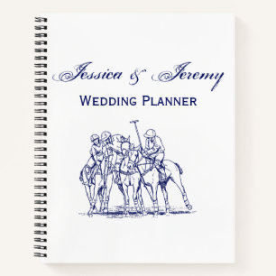 Vintage Stylized Polo Match Drawing #1 Blue Notebook