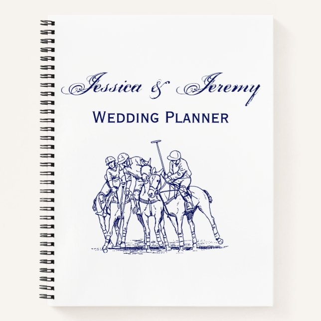 Vintage Stylized Polo Match Drawing #1 Blue Notebook (Front)