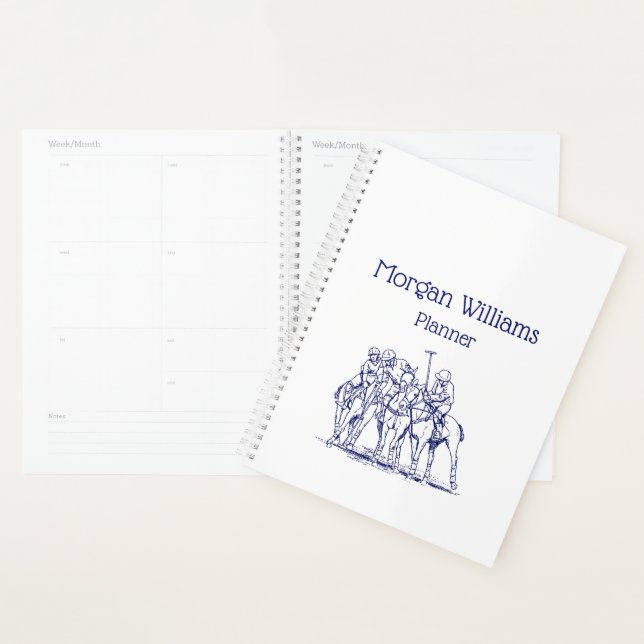 Vintage Stylized Polo Match Drawing #1 Blue Planner (Display)
